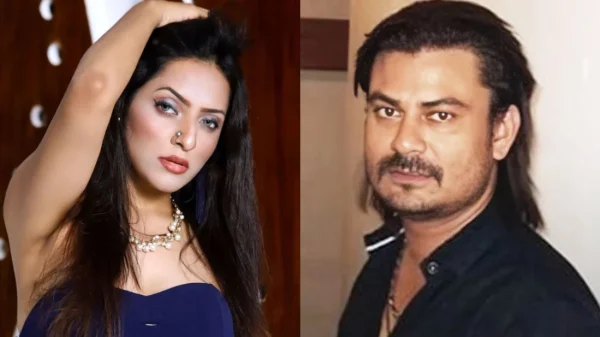 মডেল ও অভিনেত্রী শান্তা পাল, (ডানে) কলকাতার পরিচালক রাজীব কুমার বিশ্বাস।